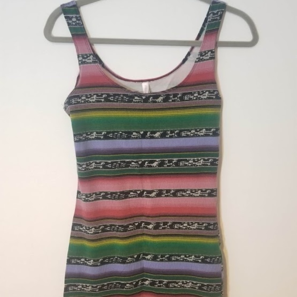 Striped Multicolor Ribbed Mini Dress - Women